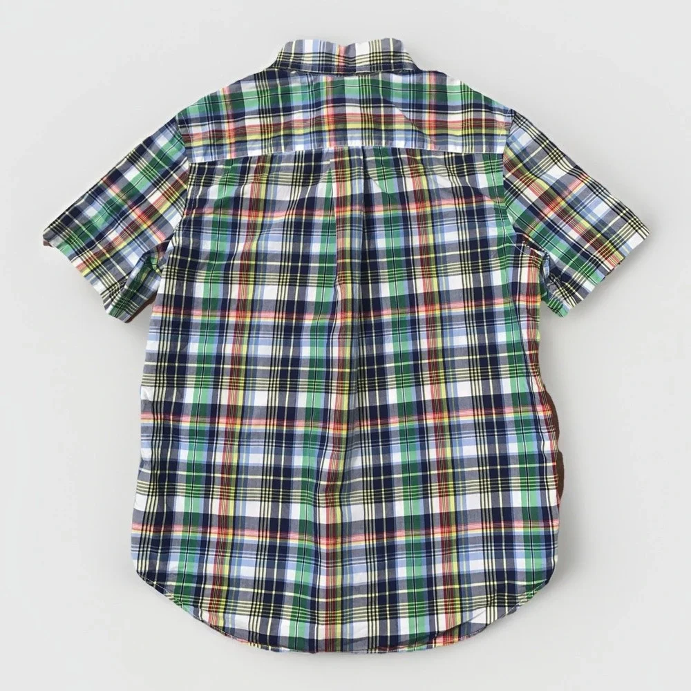 Ralph Lauren Boy's Shirt Multi Plaid Button Down‎ Size M 10-12 Short Sleeve Pony